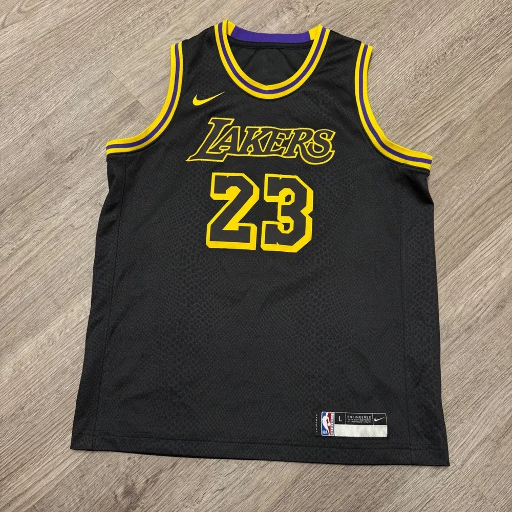 Nike LeBron James Lakers City Edition Mamba‎ Jersey 23 Kids Large Black BY1P